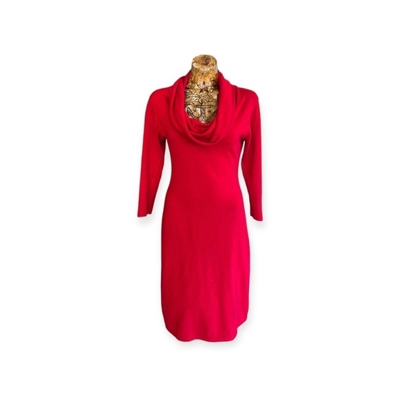 Connected Apparel Dress red cowl neck medium long sleeve - Picture 1 of 8